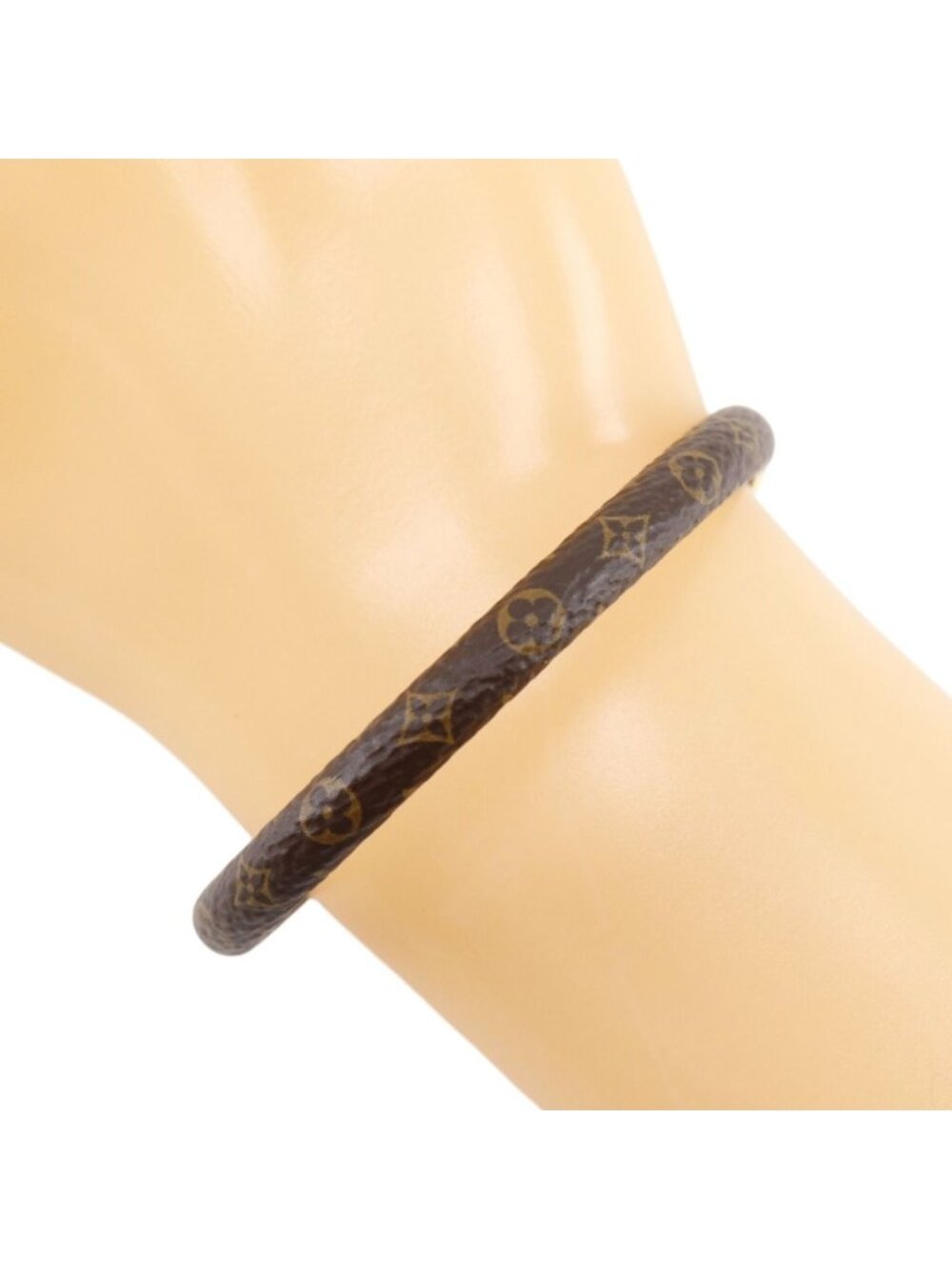 Louis Vuitton Bracelet Say Yes Heart Monogram Canvas Gold Plated Brown